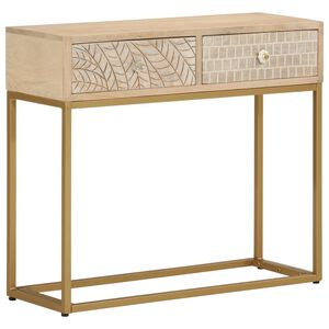 vidaXL t&ouml;m&ouml;r mang&oacute;fa &eacute;s vas t&aacute;lal&oacute;asztal 90 x 30 x 76 cm