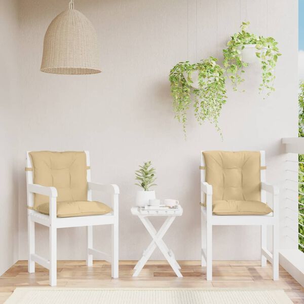 vidaXL 2db melange bézs szövet alacsony háttámlás székpárna 100x50x7cm