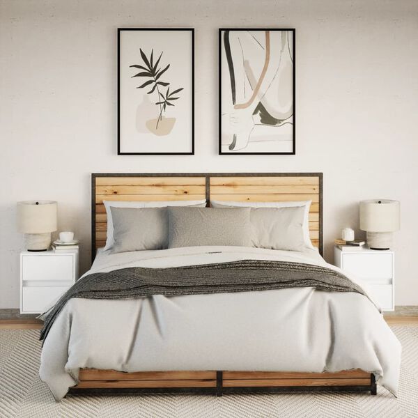 vidaXL 2 db fehér falra szerelhető éjjeliszekrény LED-világítással