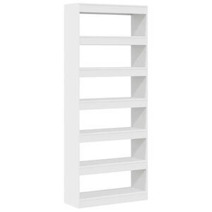 vidaXL K&ouml;nyvespolc polcokkal t&aacute;rol&oacute;val Feh&eacute;r 80 x 30 x 198 cm Faanyag