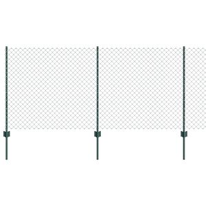 vidaXL L&aacute;nccelpes ker&iacute;t&eacute;s oszloppal 10 x 1 m PVC-bevonatos ac&eacute;l Z&ouml;ld