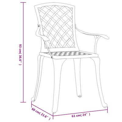 vidaXL 6 db fekete öntött alumínium kerti szék