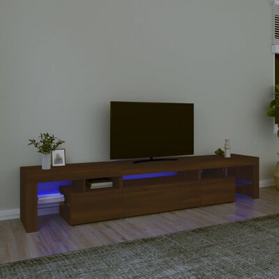 vidaXL barna tölgyszínű TV-szekrény LED-lámpákkal 215x36,5x40 cm
