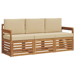 vidaXL &Uuml;lőgarnit&uacute;r&aacute;k p&aacute;rn&aacute;val 3 pcs Term&eacute;szetes &eacute;s b&eacute;zs T&ouml;m&ouml;r Ak&aacute;cfa