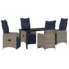 vidaXL Asztal &eacute;s sz&eacute;k szett p&aacute;rn&aacute;val 5 pcs Sz&uuml;rke PE Rattan