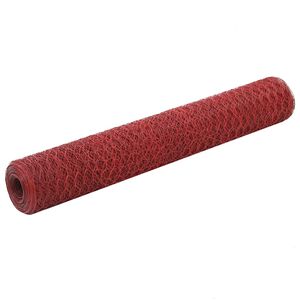 vidaXL piros PVC-bevonat&uacute; ac&eacute;l csirkeh&aacute;l&oacute; dr&oacute;tker&iacute;t&eacute;s 25 x 1 m