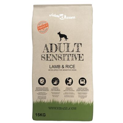 vidaXL 2 db „Adult Sensitive Lamb & Rice” prémium száraz kutyatáp 30 kg