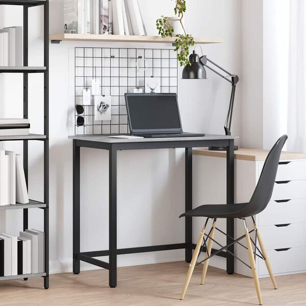 vidaXL asztal Sz&uuml;rke Sonoma 100 x 50 x 76,5 cm Műszaki fa &eacute;s ac&eacute;l