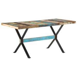 vidaXL t&ouml;m&ouml;r &uacute;jrahasznos&iacute;tott fa &eacute;tkezőasztal 160 x 80 x 76 cm