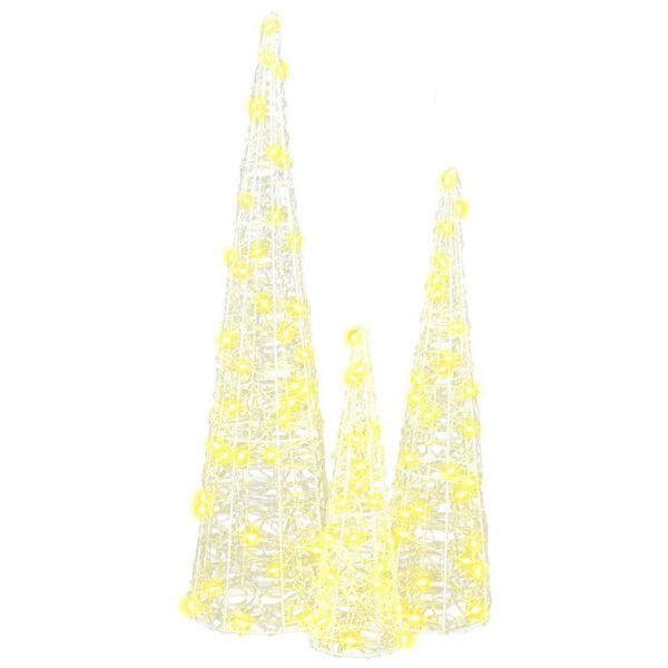 vidaXL Karácsonyfa 90 LED-del 3 pcs Meleg fehér 20 x 20 x 80 cm Akril