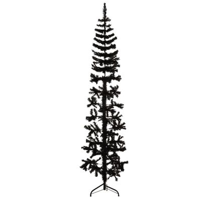 vidaXL fekete vékony fél műkarácsonyfa állvánnyal 210 cm