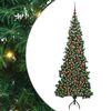 vidaXL Sarok Műkar&aacute;csonyfa 300 LED-del Z&ouml;ld 180 cm PVC &eacute;s f&eacute;m