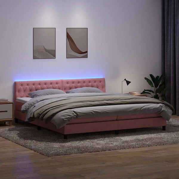vidaXL r&oacute;zsasz&iacute;n b&aacute;rsony rug&oacute;s &eacute;s LED-es &aacute;gy matraccal 180x220 cm