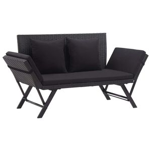 vidaXL fekete polyrattan kerti pad p&aacute;rn&aacute;kkal 176 cm
