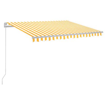 vidaXL sárga és fehér kézzel kihúzható LED-es napellenző 300 x 250 cm