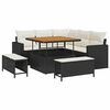 vidaXL Kerti Kanap&eacute; Szett 8 db Fekete polirattan