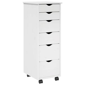 vidaXL G&ouml;rgős szekr&eacute;ny ker&eacute;kkel Feh&eacute;r 34 x 39 x 93,5 cm T&ouml;m&ouml;r fenyőfa
