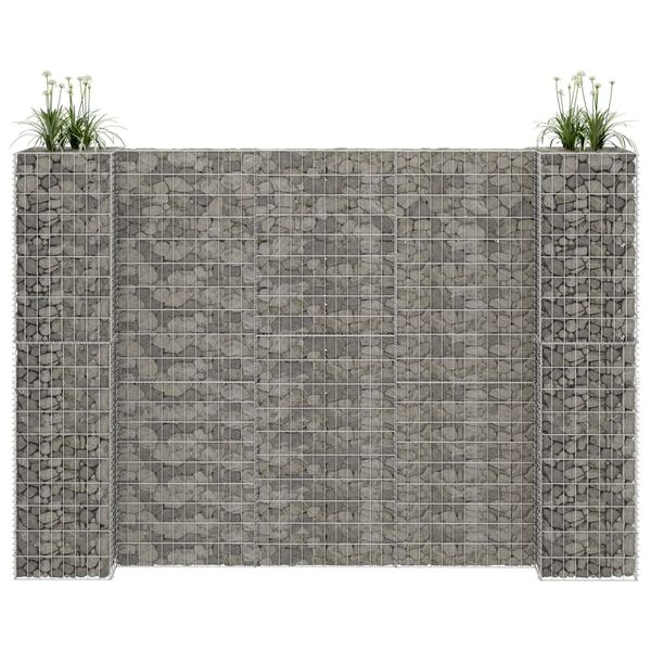 vidaXL H alakú acéldrót virágtartó gabion 260 x 40 x 200 cm