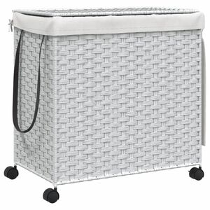vidaXL feh&eacute;r rattan szennyeskos&aacute;r kerekekkel 60x35x60,5 cm