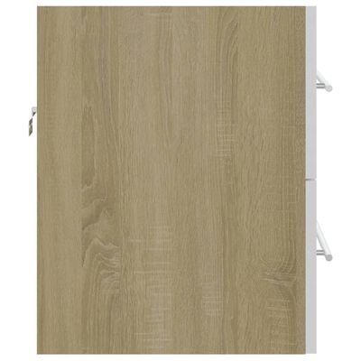 vidaXL 2 részes fehér-sonoma színű szerelt fa fürdőszobai bútorszett