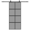 vidaXL fekete edzett &uuml;veg tol&oacute;ajt&oacute; f&eacute;mszerel&eacute;k szettel 90x205 cm