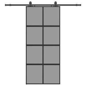 vidaXL fekete edzett &uuml;veg tol&oacute;ajt&oacute; f&eacute;mszerel&eacute;k szettel 90x205 cm