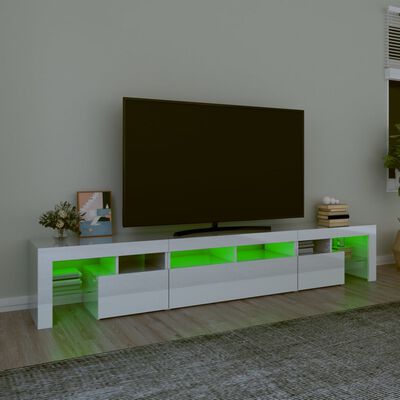 vidaXL magasfényű fehér TV-szekrény LED lámpákkal 230x36,5x40 cm