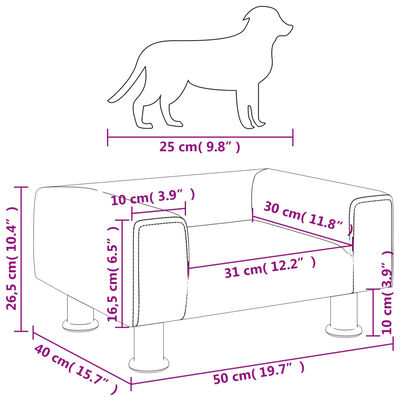 vidaXL világosszürke bársony kutyaágy 50 x 40 x 26,5 cm
