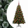 vidaXL Műfenyő g&ouml;mb&ouml;kkel 120 cm 150 LED Meleg feh&eacute;r PVC &eacute;s f&eacute;m Z&ouml;ld
