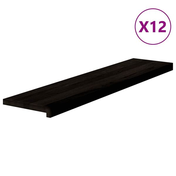 vidaXL l&eacute;pcsőfokok 12 db S&ouml;t&eacute;tbarna 110x25x2 cm t&ouml;m&ouml;r fa t&ouml;lgyfa