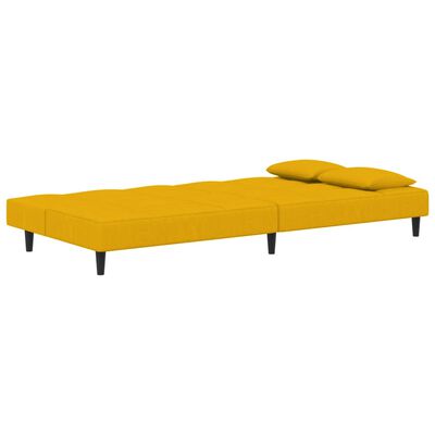 vidaXL kétszemélyes sárga bársony kanapéágy két párnával