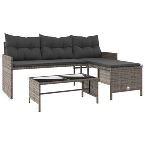 vidaXL L-alak&uacute; sz&uuml;rke polyrattan kerti kanap&eacute; asztallal &eacute;s p&aacute;rn&aacute;kkal