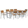 vidaXL Kert &eacute;tkező szett 9 db Sz&uuml;rke 200 x 90 x 75 cm T&ouml;m&ouml;r Ak&aacute;cfa
