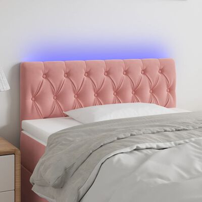 vidaXL rózsaszín bársony LED-es fejtámla 100 x 7 x 78/88 cm