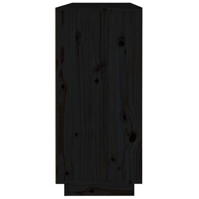 vidaXL fekete tömör fenyőfa tálalószekrény 110 x 34 x 75 cm