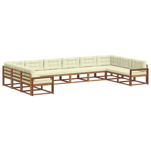 vidaXL K&uuml;lt&eacute;ri kanap&eacute; szett p&aacute;rn&aacute;val 10 pcs Term&eacute;szetes &eacute;s kr&eacute;msz&iacute;nű