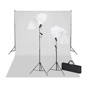 vidaXL st&uacute;di&oacute;felszerel&eacute;s 600 x 300 cm-es feh&eacute;r h&aacute;tt&eacute;rrel &eacute;s l&aacute;mp&aacute;val