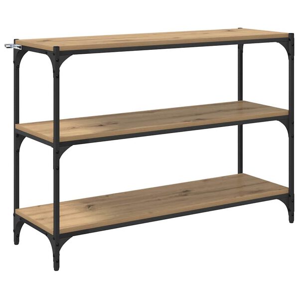 vidaXL K&ouml;nyvespolc k&eacute;zműves t&ouml;lgy 100 x 33 x 70,5 cm Műszaki fa &eacute;s vas