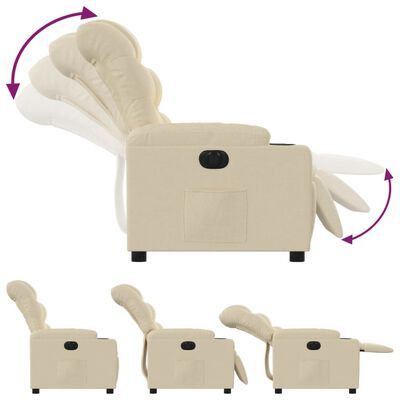 vidaXL krémszínű szövet elektromos dönthető fotel