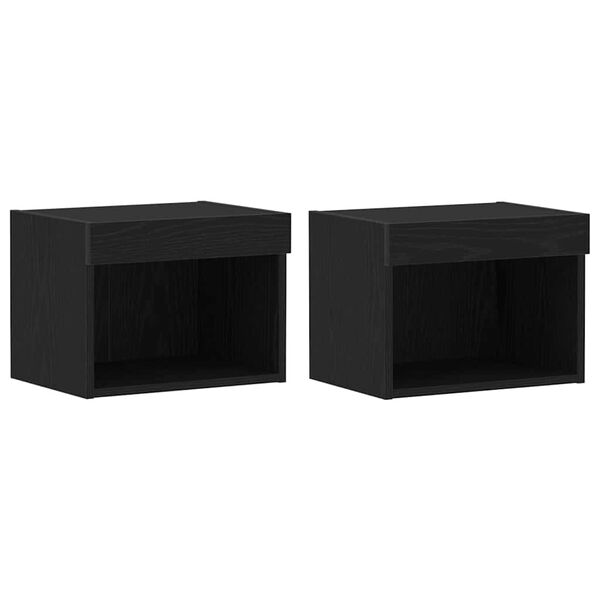 vidaXL TV szekr&eacute;ny garnit&uacute;ra leddel 2 pcs Fekete t&ouml;lgy 40 x 30 x 30 cm