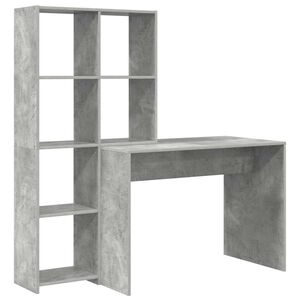 vidaXL Asztal polcokkal Beton Sz&uuml;rke 138,5 x 55 x 143 cm Szerelt Fa