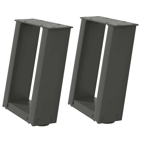 vidaXL 2 db antracitszürke, U alakú acél dohányzóasztal láb 30x(30-31) cm