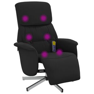 vidaXL fekete sz&ouml;vet d&ouml;nthető massz&aacute;zsfotel l&aacute;btart&oacute;val