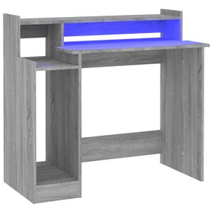 vidaXL sz&uuml;rke sonoma sz&iacute;nű szerelt fa &iacute;r&oacute;asztal LED-ekkel 97x45x90 cm