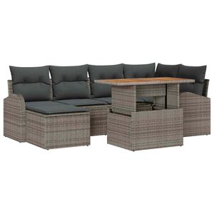 vidaXL Kerti Kanap&eacute; Szett t&aacute;rol&oacute;val 7 pcs Sz&uuml;rke Poli rattan