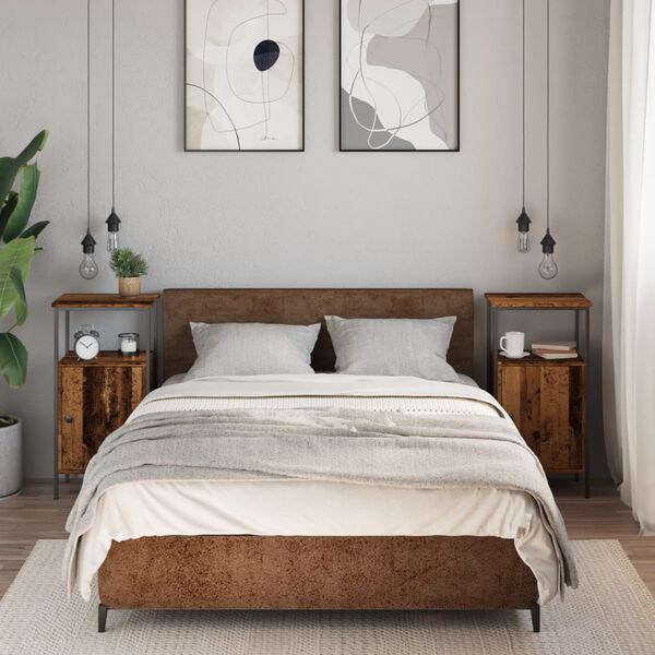 vidaXL 2 db antik fa sz&iacute;nű szerelt fa &eacute;jjeliszekr&eacute;ny 41 x 31 x 80 cm