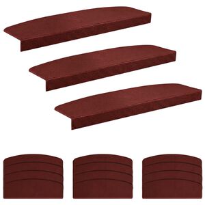 vidaXL L&eacute;pcsőszőnyegek 15 db 56 x 17 x 3 cm Burgundi Poli&eacute;szter