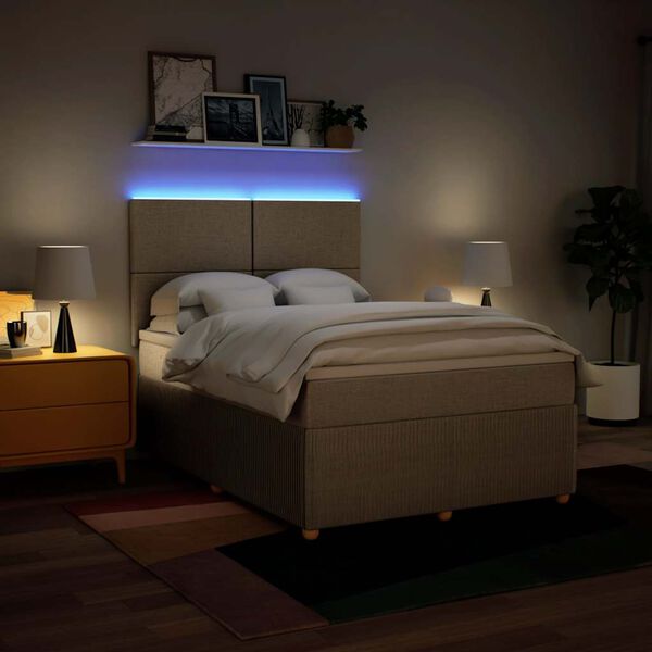 vidaXL kr&eacute;msz&iacute;nű sz&ouml;vet rug&oacute;s &aacute;gy matraccal 140 x 200 cm