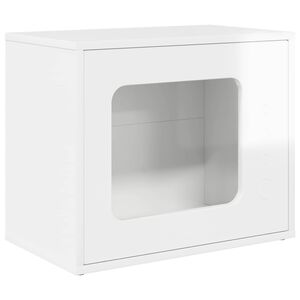 vidaXL Macska H&aacute;z F&eacute;nyes Feh&eacute;r 51 x 30 x 42,5 cm Szerelt Fa
