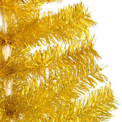 vidaXL aranyszínű PET megvilágított műkarácsonyfa gömb szettel 240 cm